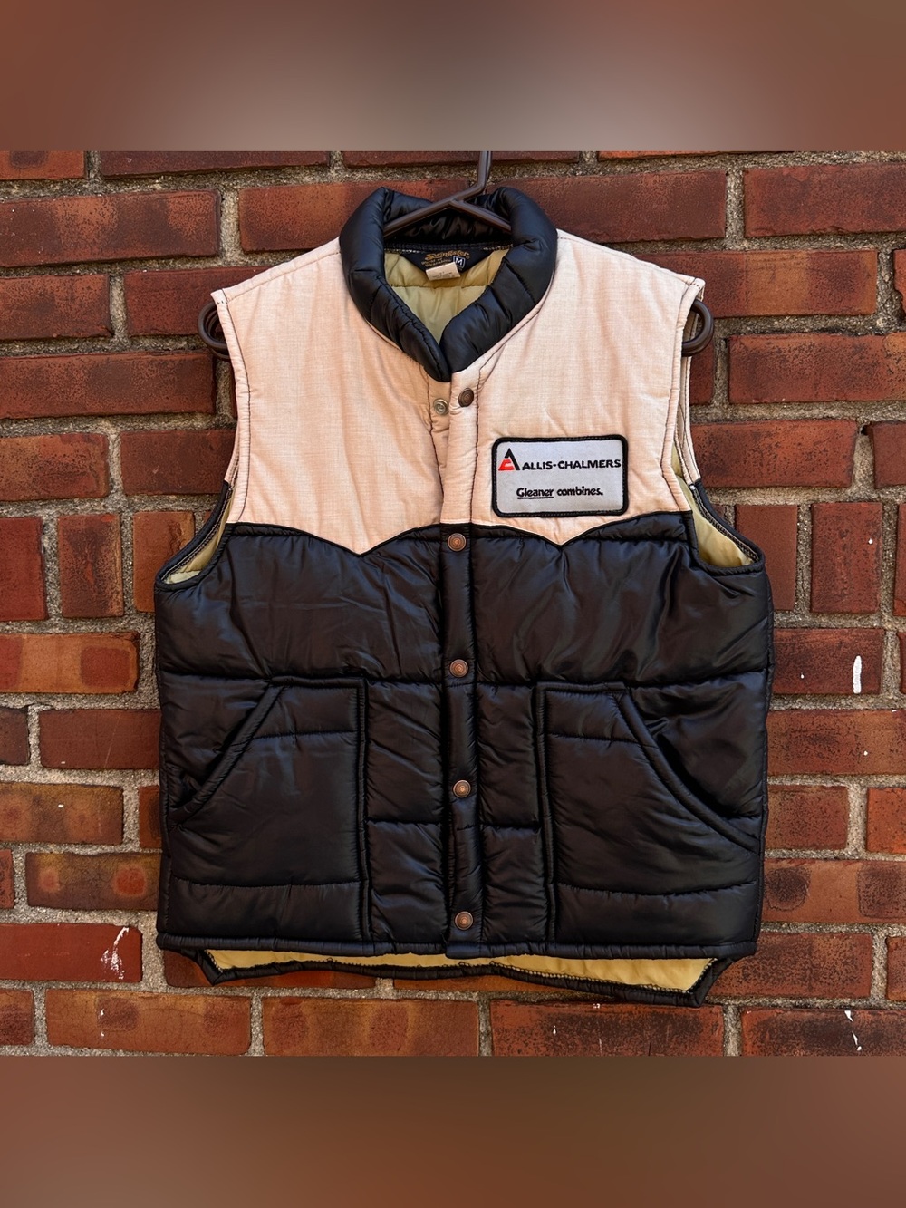 Vtg 70s 80s Swingster Allis Chalmers Puffer Vest Western Yoke USA Made Medium